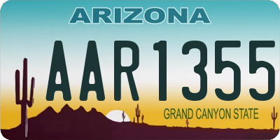 AZ license plate AAR1355