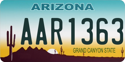 AZ license plate AAR1363