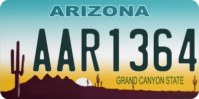 AZ license plate AAR1364