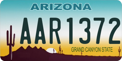 AZ license plate AAR1372