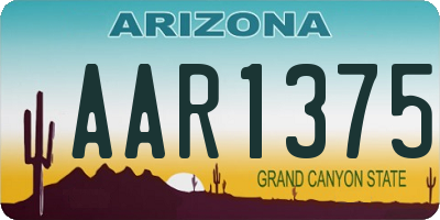 AZ license plate AAR1375