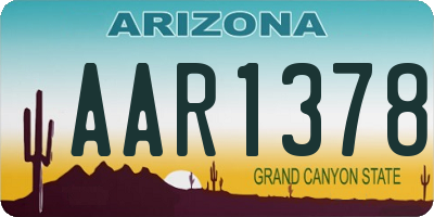 AZ license plate AAR1378