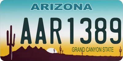 AZ license plate AAR1389