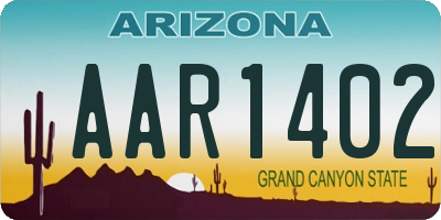 AZ license plate AAR1402