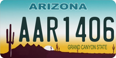 AZ license plate AAR1406
