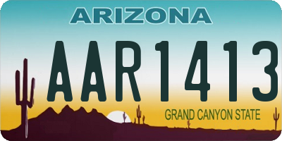 AZ license plate AAR1413