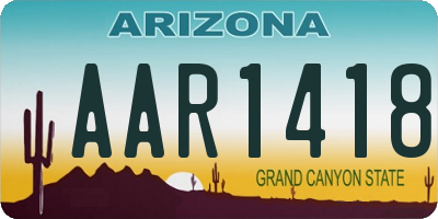 AZ license plate AAR1418