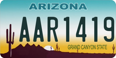 AZ license plate AAR1419
