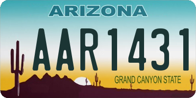 AZ license plate AAR1431