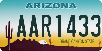 AZ license plate AAR1433