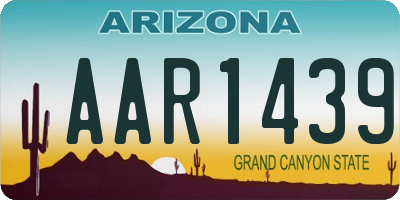 AZ license plate AAR1439