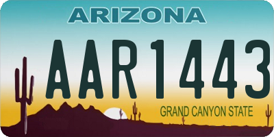 AZ license plate AAR1443