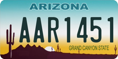 AZ license plate AAR1451