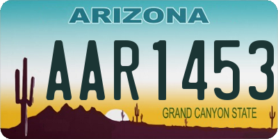 AZ license plate AAR1453