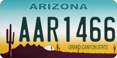 AZ license plate AAR1466