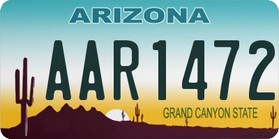 AZ license plate AAR1472