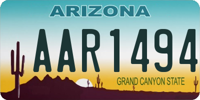 AZ license plate AAR1494