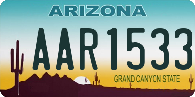 AZ license plate AAR1533