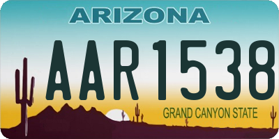 AZ license plate AAR1538