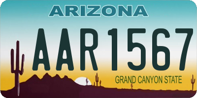 AZ license plate AAR1567