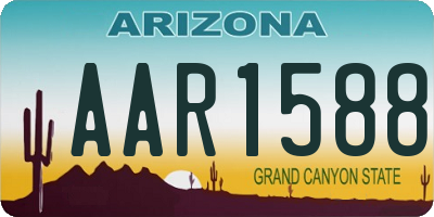 AZ license plate AAR1588