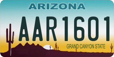 AZ license plate AAR1601
