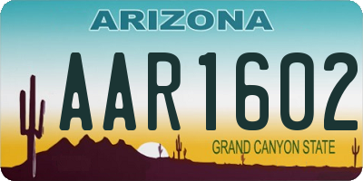 AZ license plate AAR1602