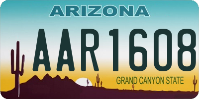AZ license plate AAR1608