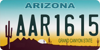 AZ license plate AAR1615