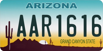 AZ license plate AAR1616