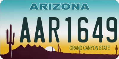 AZ license plate AAR1649