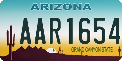 AZ license plate AAR1654