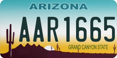 AZ license plate AAR1665