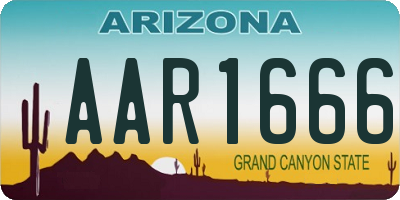 AZ license plate AAR1666