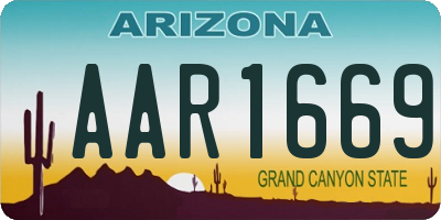 AZ license plate AAR1669