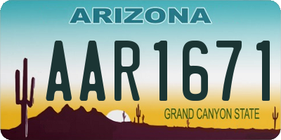 AZ license plate AAR1671