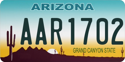 AZ license plate AAR1702