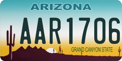 AZ license plate AAR1706