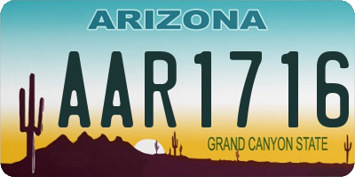 AZ license plate AAR1716