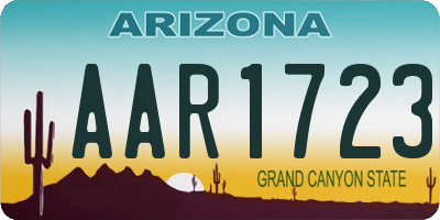 AZ license plate AAR1723