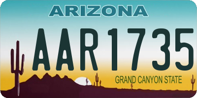 AZ license plate AAR1735