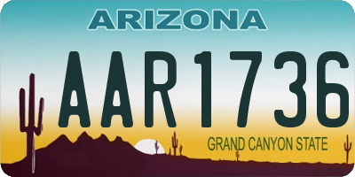 AZ license plate AAR1736