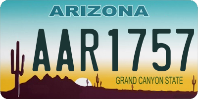 AZ license plate AAR1757
