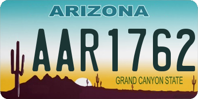 AZ license plate AAR1762