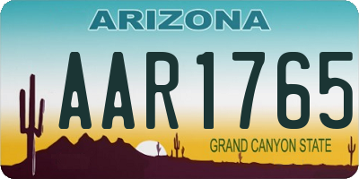 AZ license plate AAR1765