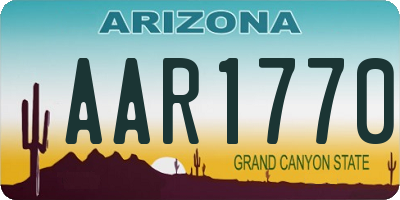 AZ license plate AAR1770