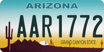 AZ license plate AAR1772