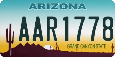AZ license plate AAR1778