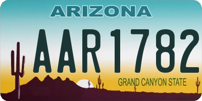 AZ license plate AAR1782