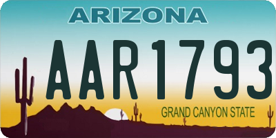 AZ license plate AAR1793